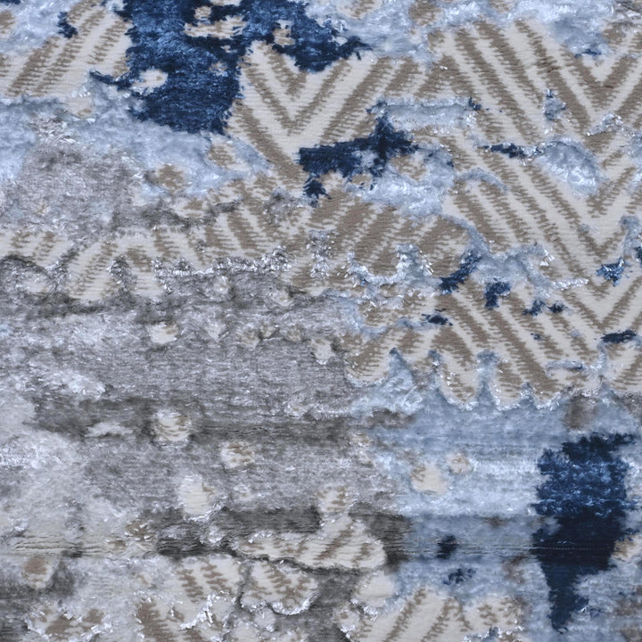 Blue & Grey Abstract Turkish Rug 7x10 ft