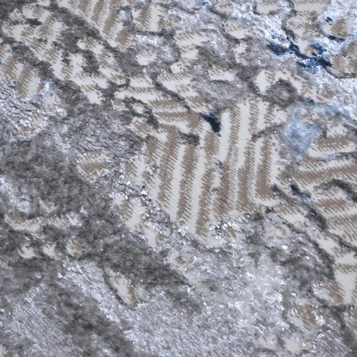 Blue & Grey Abstract Turkish Rug 7x10 ft