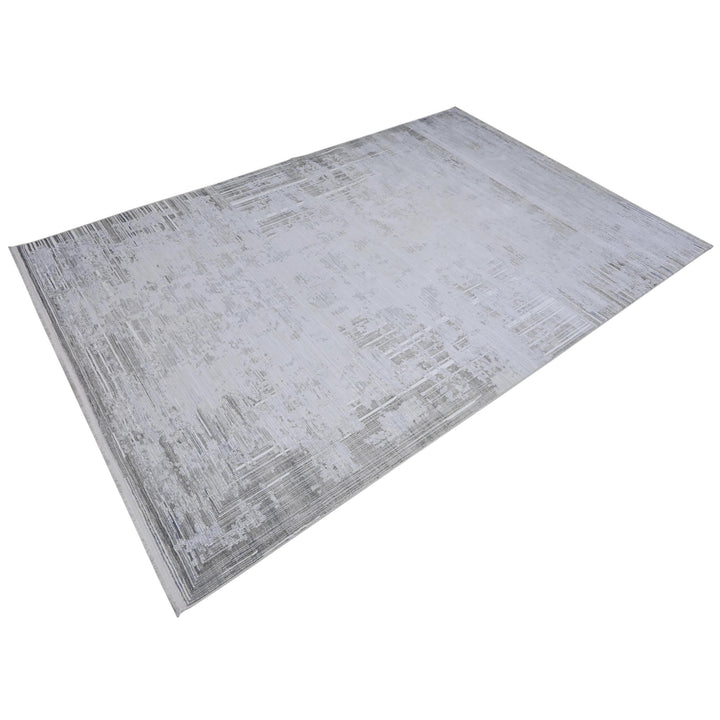 Silver & Grey Abstract Turkish Rug 7x10 ft