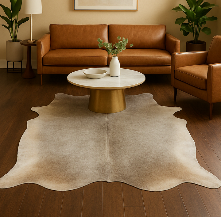 Grey plain Cow Hide 5.5X6 FT