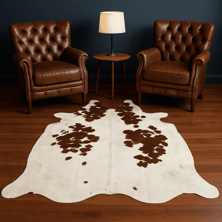 White&Brown Cow Hide 5.5X5.5 FT
