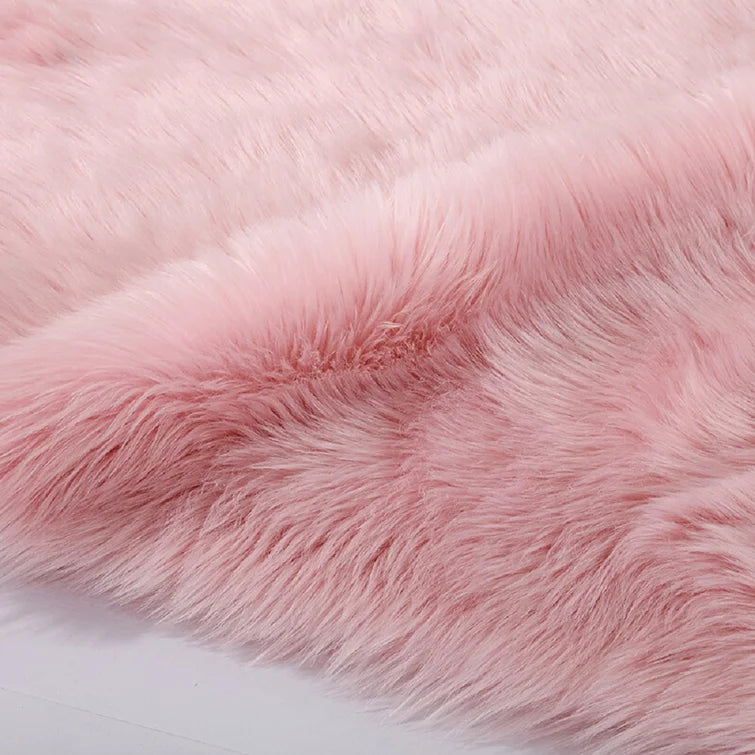Baby Pink Fur Area Rug 4x6 ft