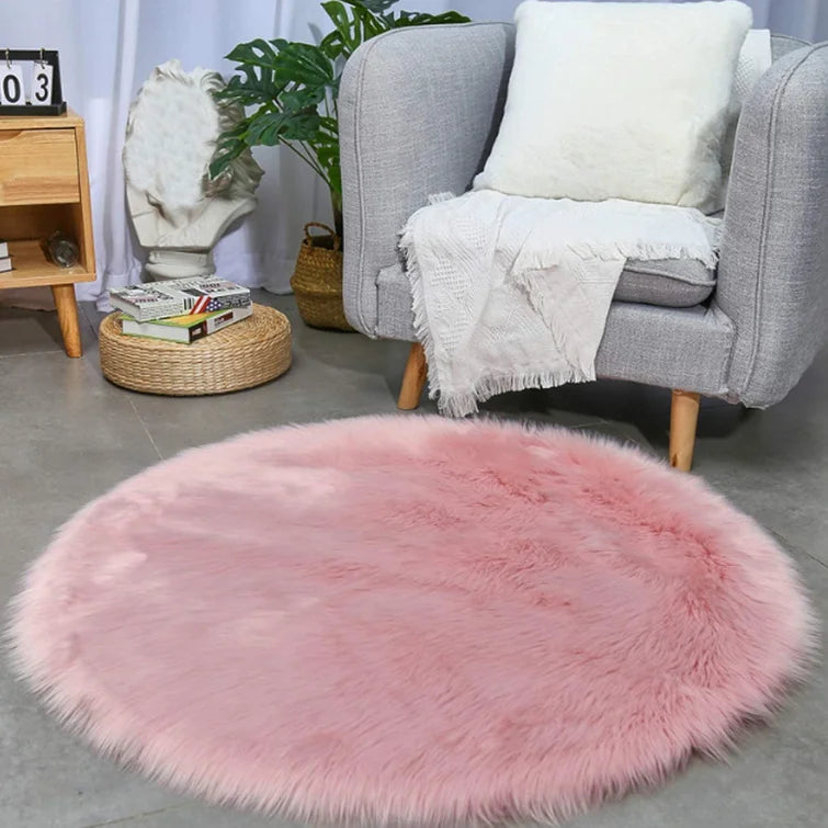 Baby Pink Round Fur 4X4 FT