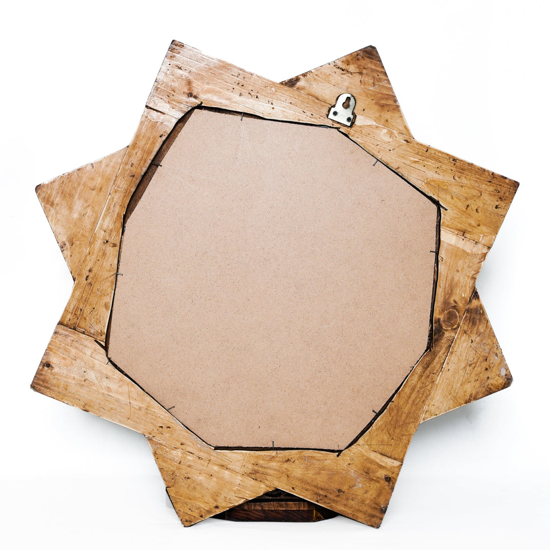 Hand Engraved Wood Mirror With Hand Painting