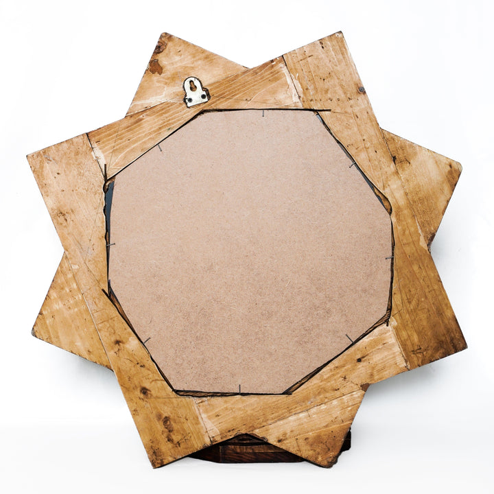 Hand Engraved Wood Mirror With Hand Painting