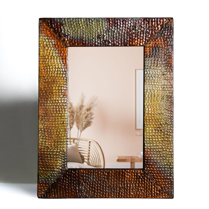 Hand Beaten Copper Mirror 12x16 CM