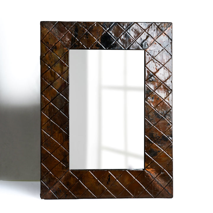 Hand Beaten Copper Mirror 12x16 CM