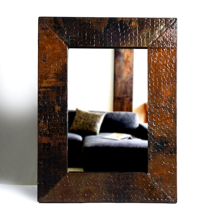 Hand Beaten Copper Mirror 12x16 CM