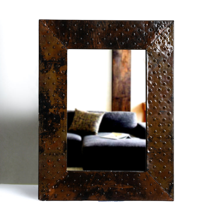 Hand Beaten Copper Mirror 12x16 CM