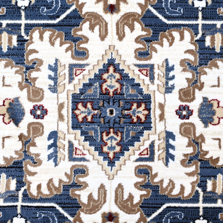 Blue & Off White Turkish Rug 8X11 Ft