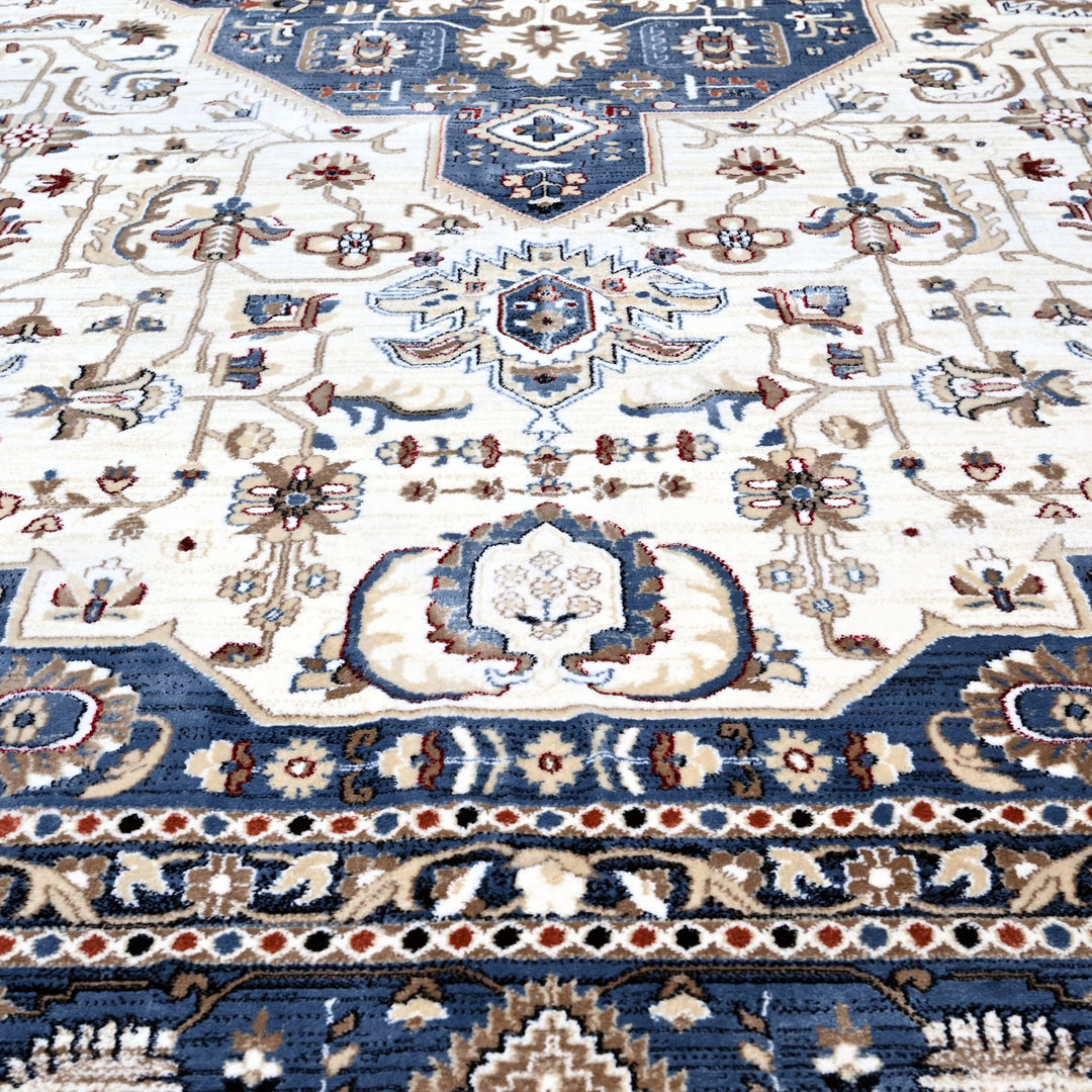 Blue & Off White Turkish Rug 8X11 Ft