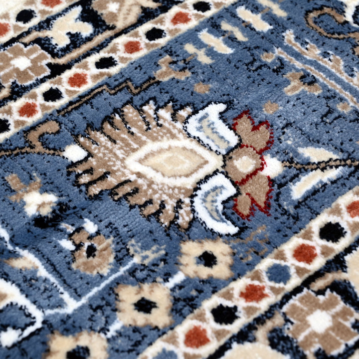 Blue & Off White Turkish Rug 8X11 Ft