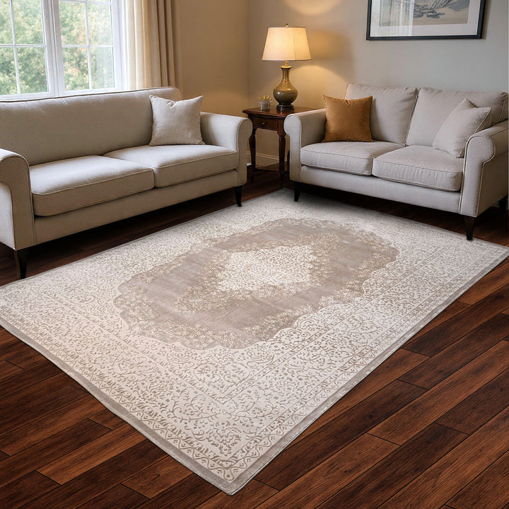 Beige Abstarct Turkish Rug 8X11 Ft