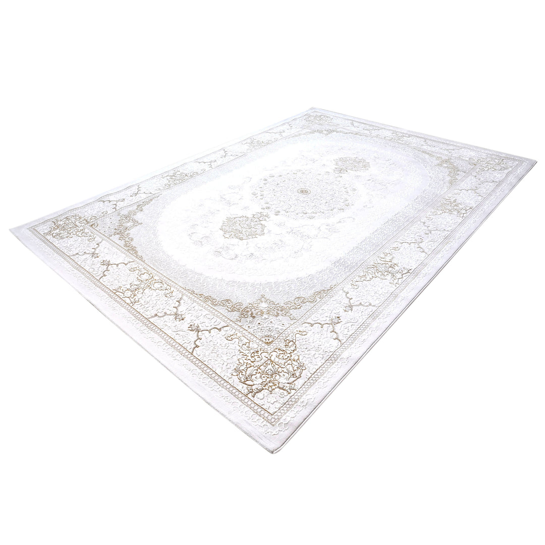 Off White Floring Turkish Rug 8X11 Ft
