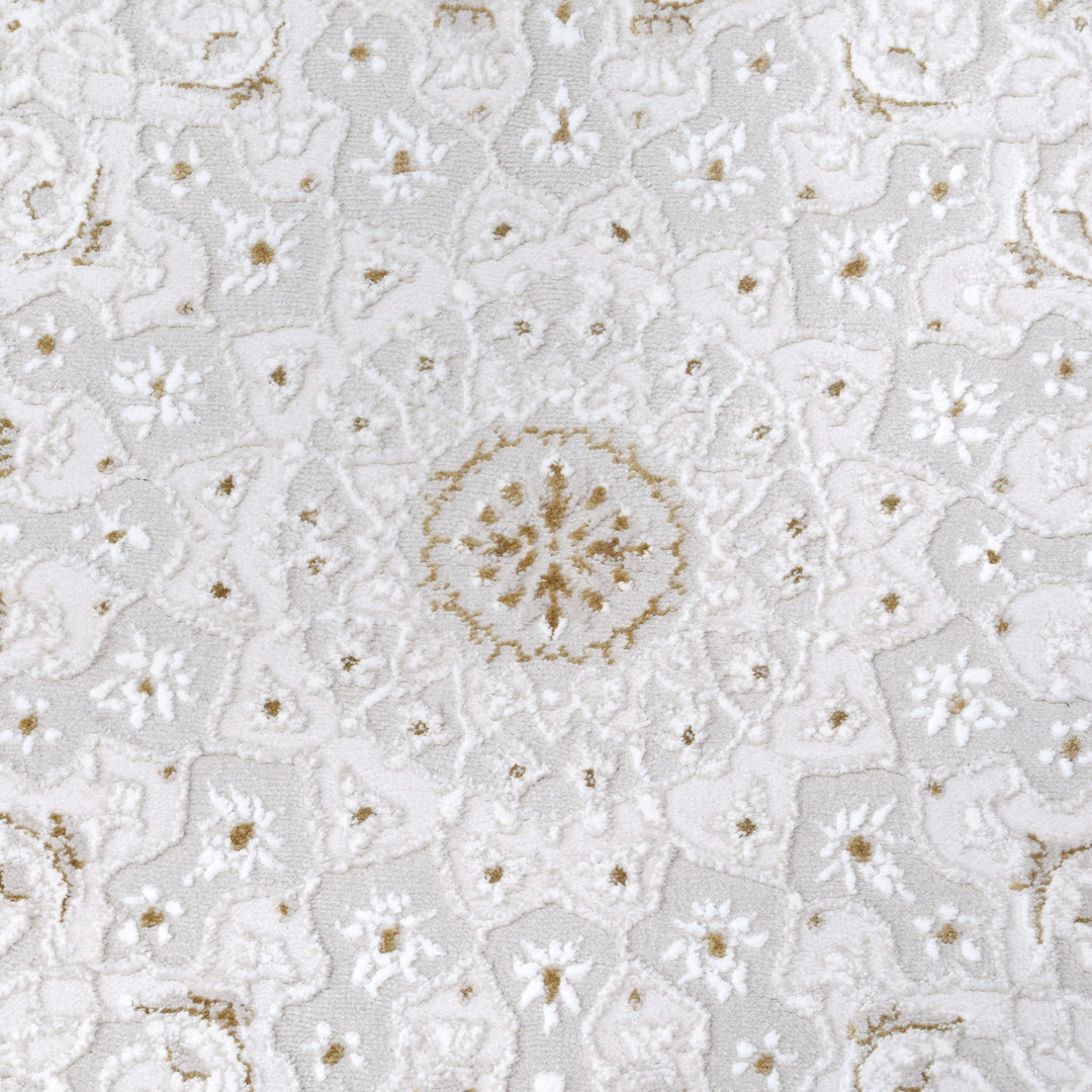 Off White Floring Turkish Rug 8X11 Ft