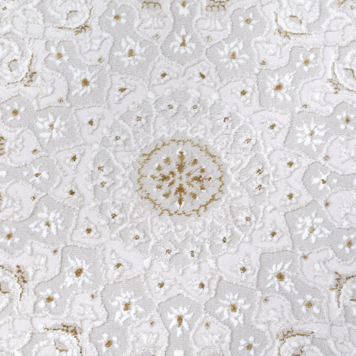 Off White Floring Turkish Rug 8X11 Ft