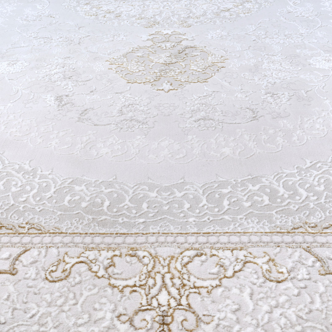 Off White Floring Turkish Rug 8X11 Ft