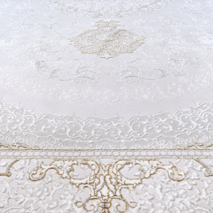Off White Floring Turkish Rug 8X11 Ft
