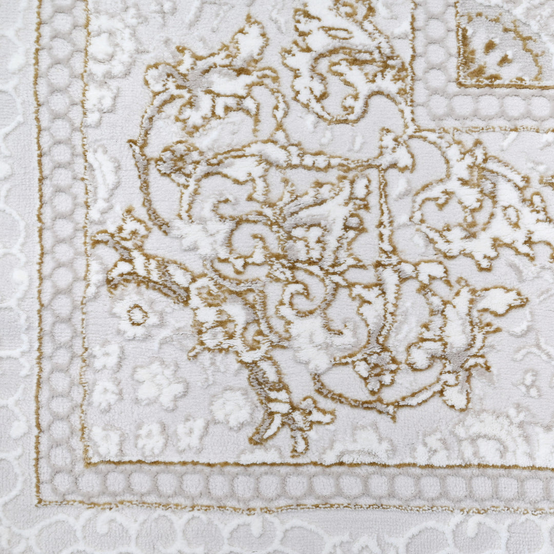 Off White Floring Turkish Rug 8X11 Ft