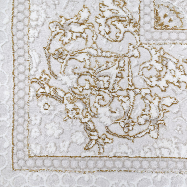 Off White Floring Turkish Rug 8X11 Ft