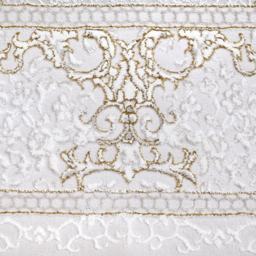 Off White Floring Turkish Rug 8X11 Ft