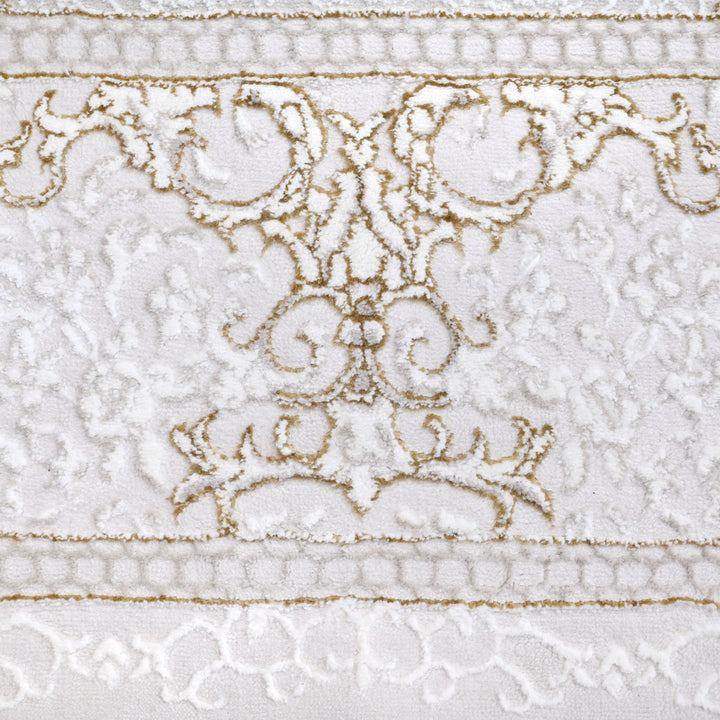Off White Floring Turkish Rug 8X11 Ft