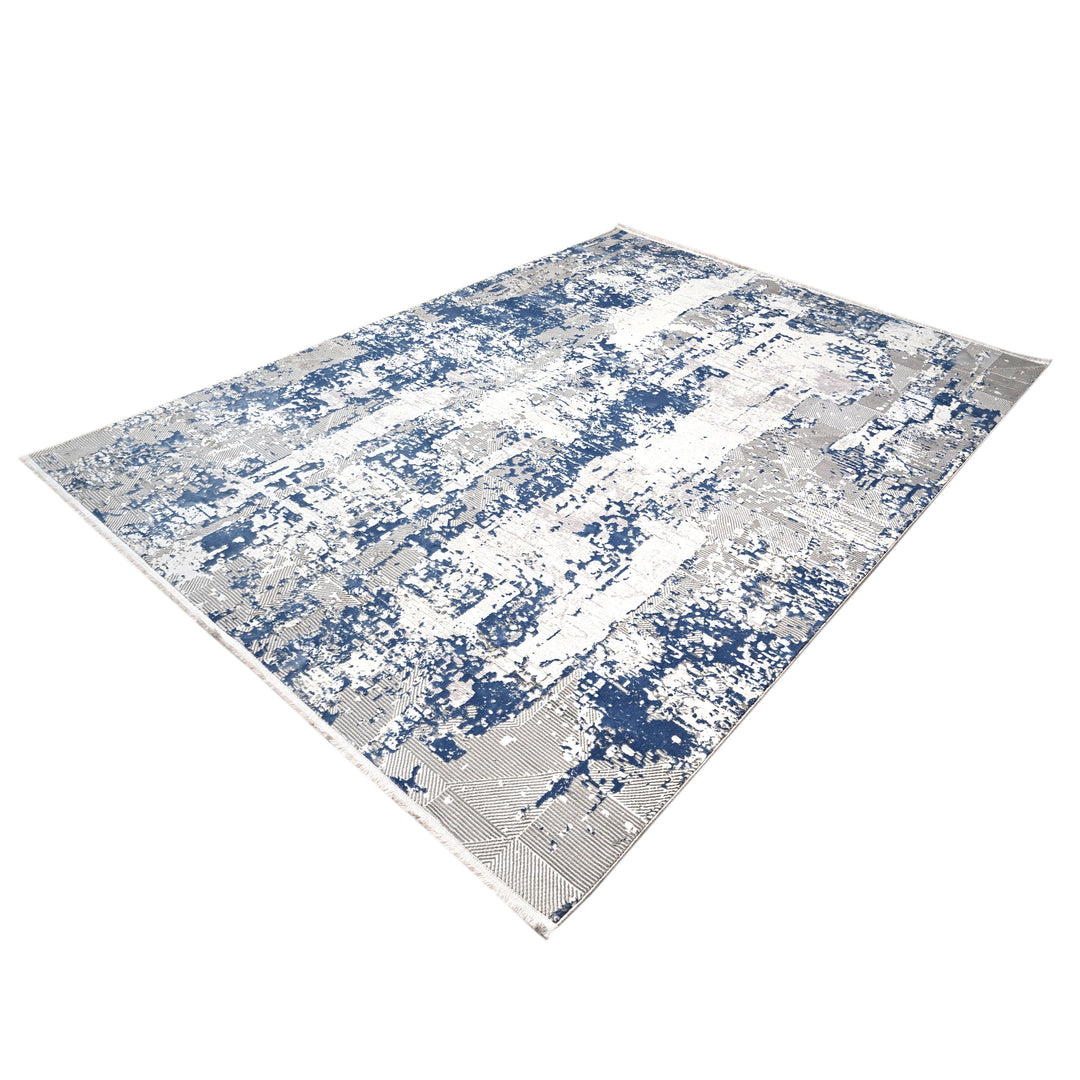 Off White & Blue Splash Turkish Rug 8X11 FT