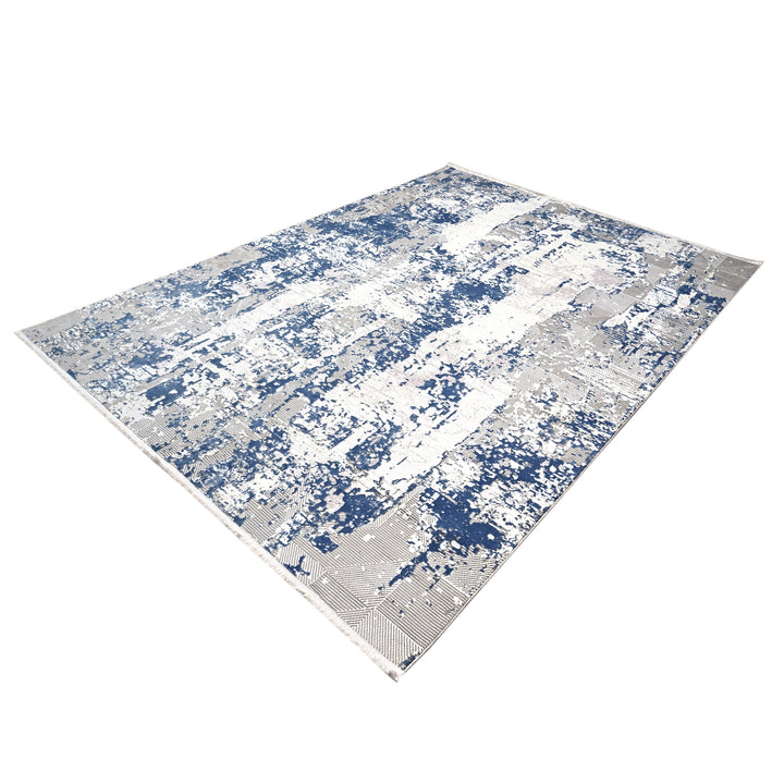 Off White & Blue Splash Turkish Rug 8X11 FT
