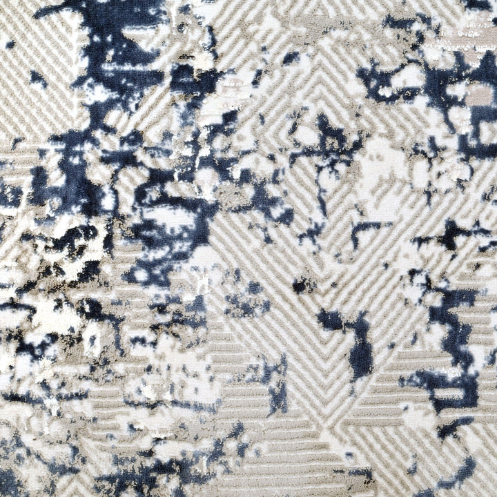 Off White & Blue Splash Turkish Rug 8X11 FT