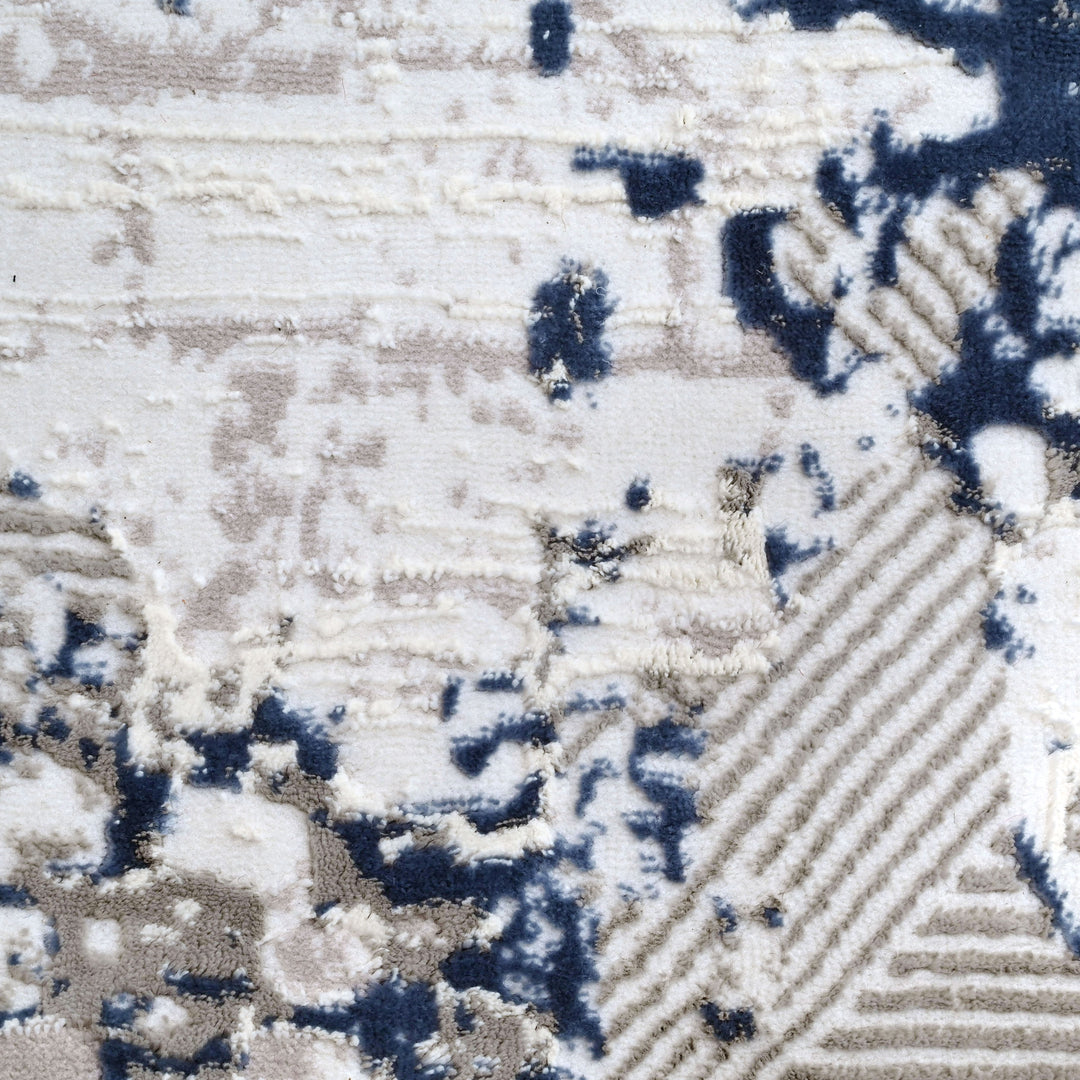 Off White & Blue Splash Turkish Rug 8X11 FT