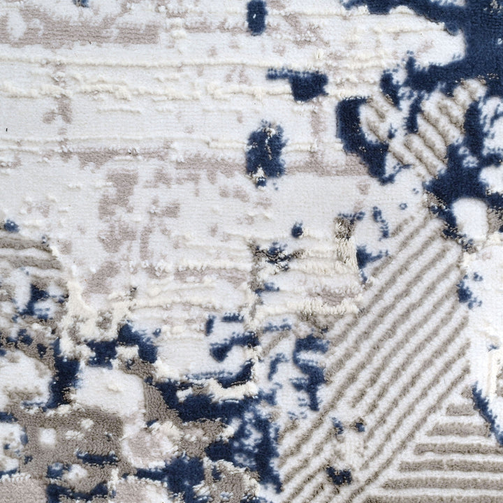 Off White & Blue Splash Turkish Rug 8X11 FT