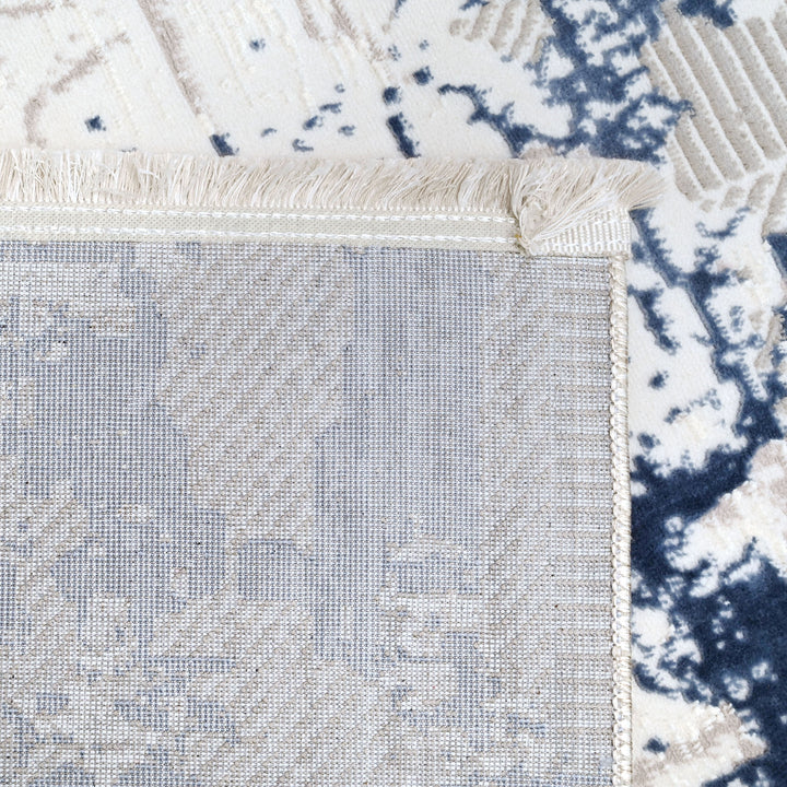 Off White & Blue Splash Turkish Rug 8X11 FT
