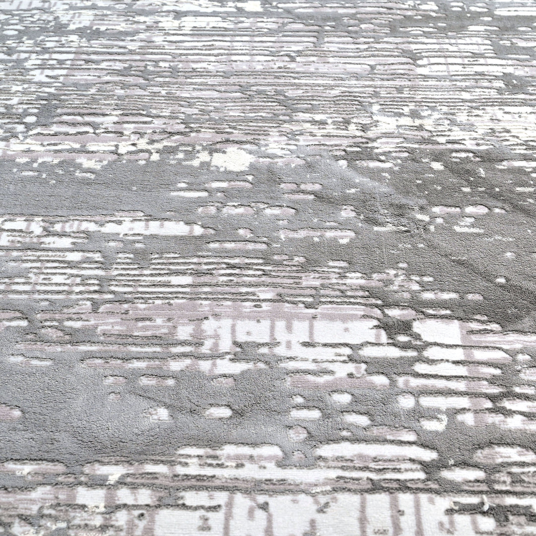 Silver & Grey Geometric Turkish Rug 8X11 FT