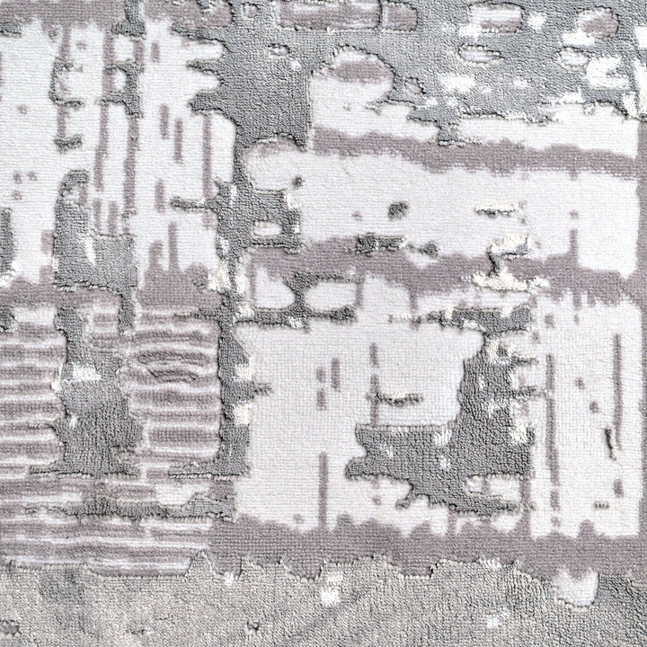 Silver & Grey Geometric Turkish Rug 8X11 FT
