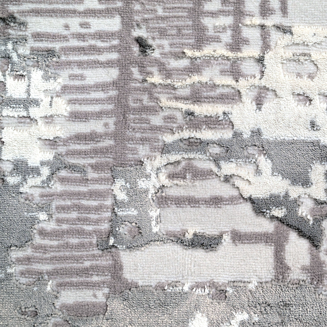 Silver & Grey Geometric Turkish Rug 8X11 FT