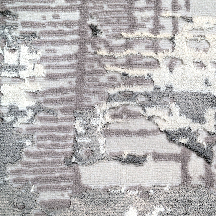 Silver & Grey Geometric Turkish Rug 8X11 FT