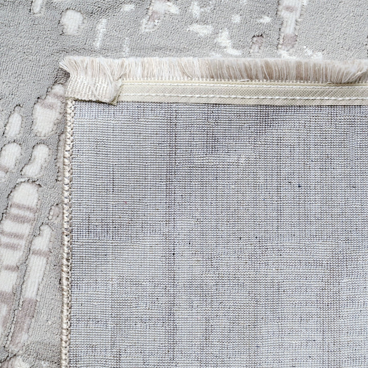 Silver & Grey Geometric Turkish Rug 8X11 FT