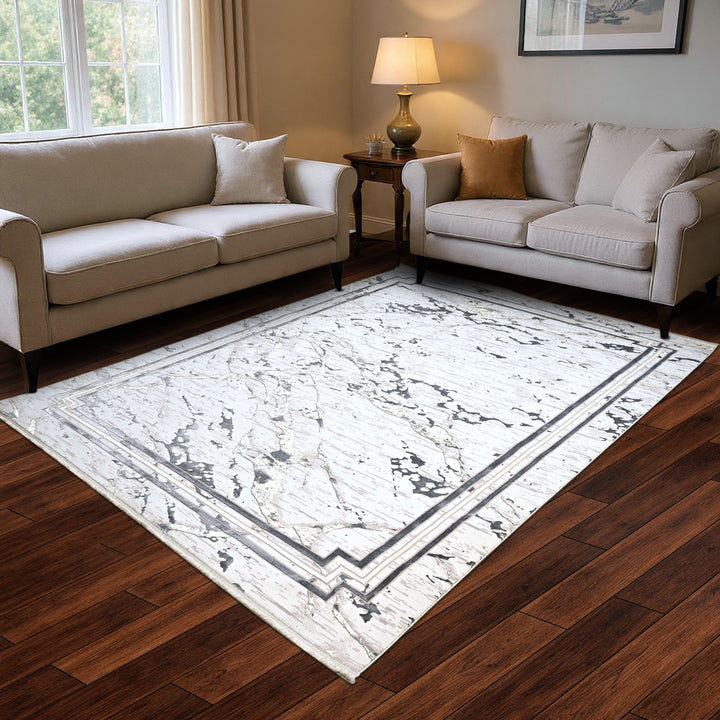 Off White Abstract Turkish Rug 8X11 FT
