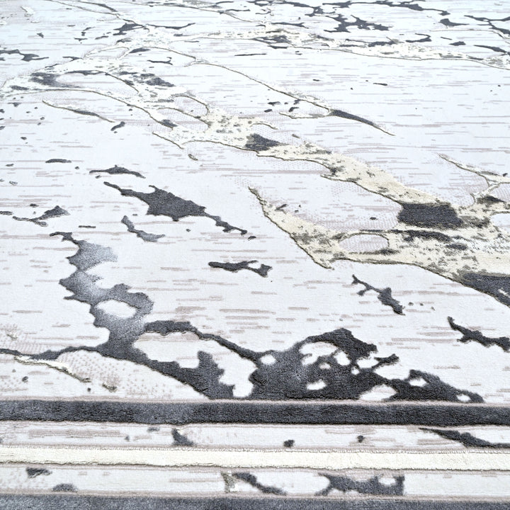 Off White Abstract Turkish Rug 8X11 FT