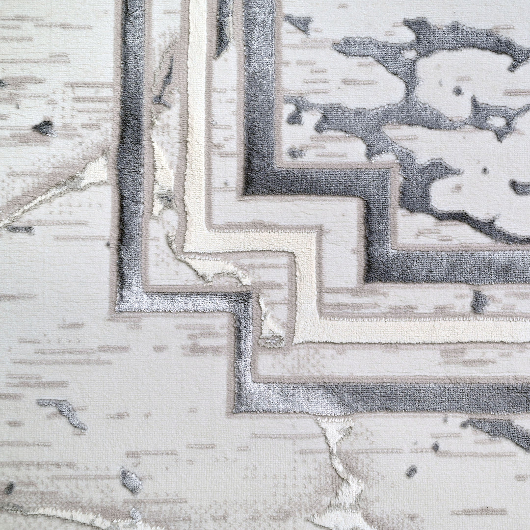 Off White Abstract Turkish Rug 8X11 FT