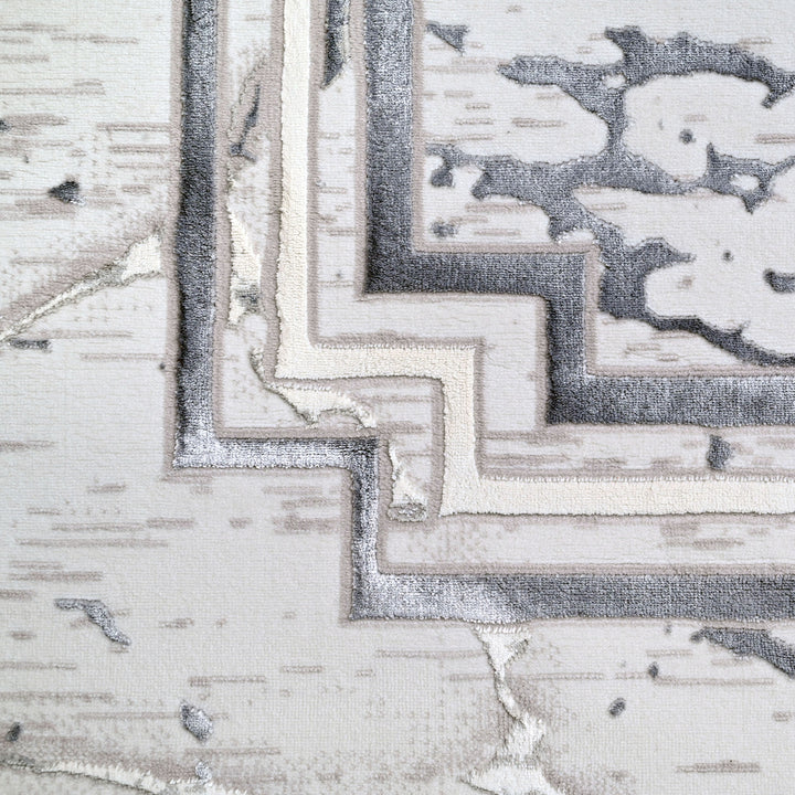 Off White Abstract Turkish Rug 8X11 FT