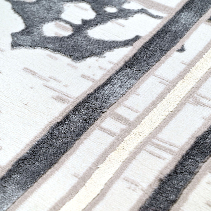 Off White Abstract Turkish Rug 8X11 FT
