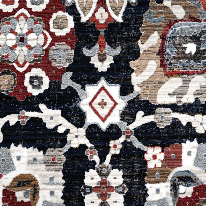 Black Floring Turkish Rug 7x10 FT