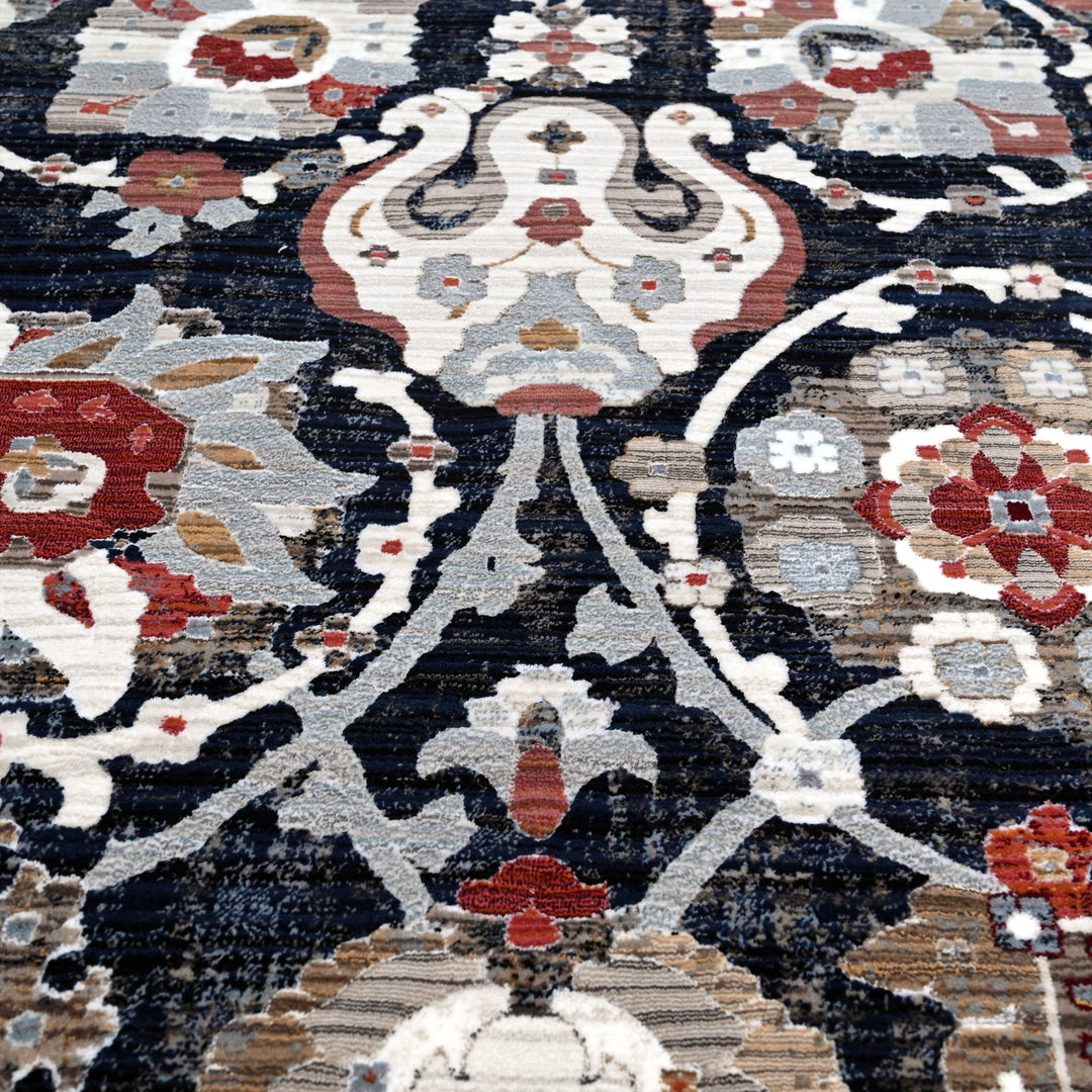 Black Floring Turkish Rug 7x10 FT