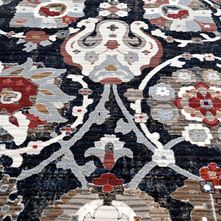 Black Floring Turkish Rug 7x10 FT
