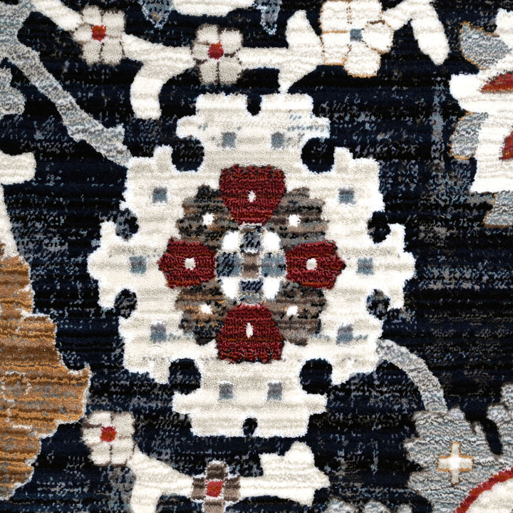 Black Floring Turkish Rug 7x10 FT