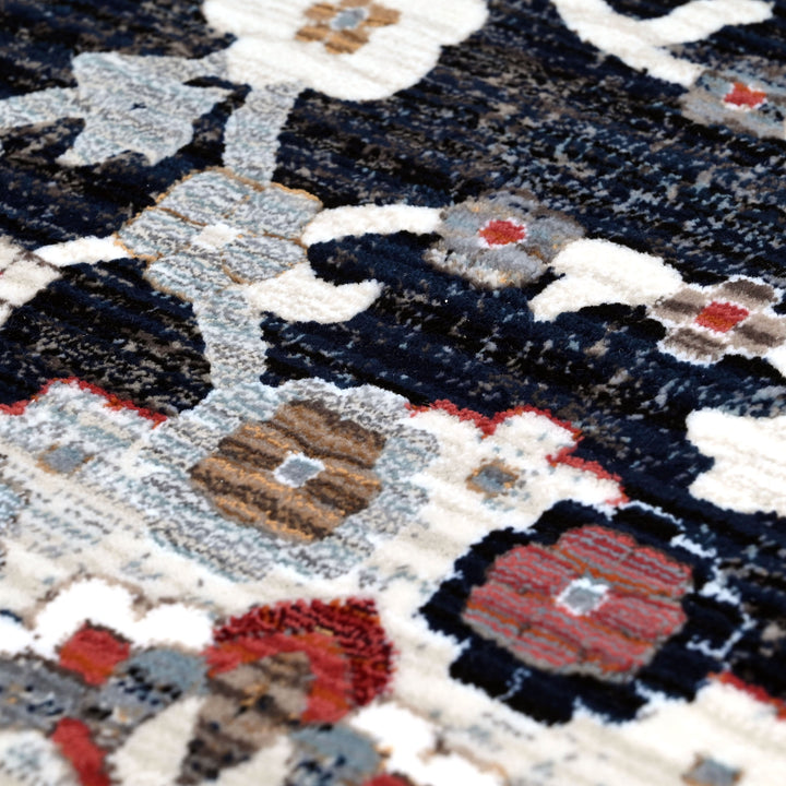 Black Floring Turkish Rug 7x10 FT