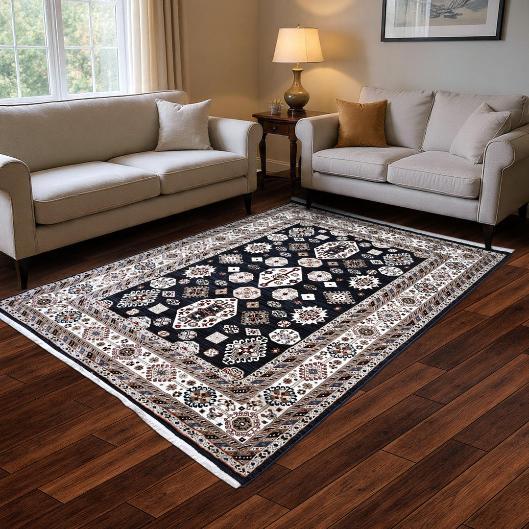 Blue & Brown Turkish Rug 7x10 FT
