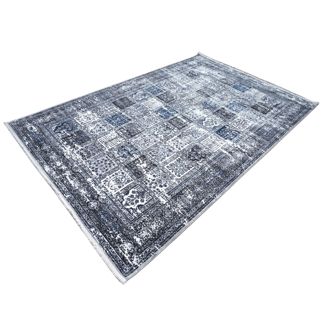 Grey & Blue Abstract Turkish Rug 7x10 FT