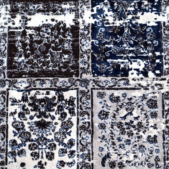 Grey & Blue Abstract Turkish Rug 7x10 FT